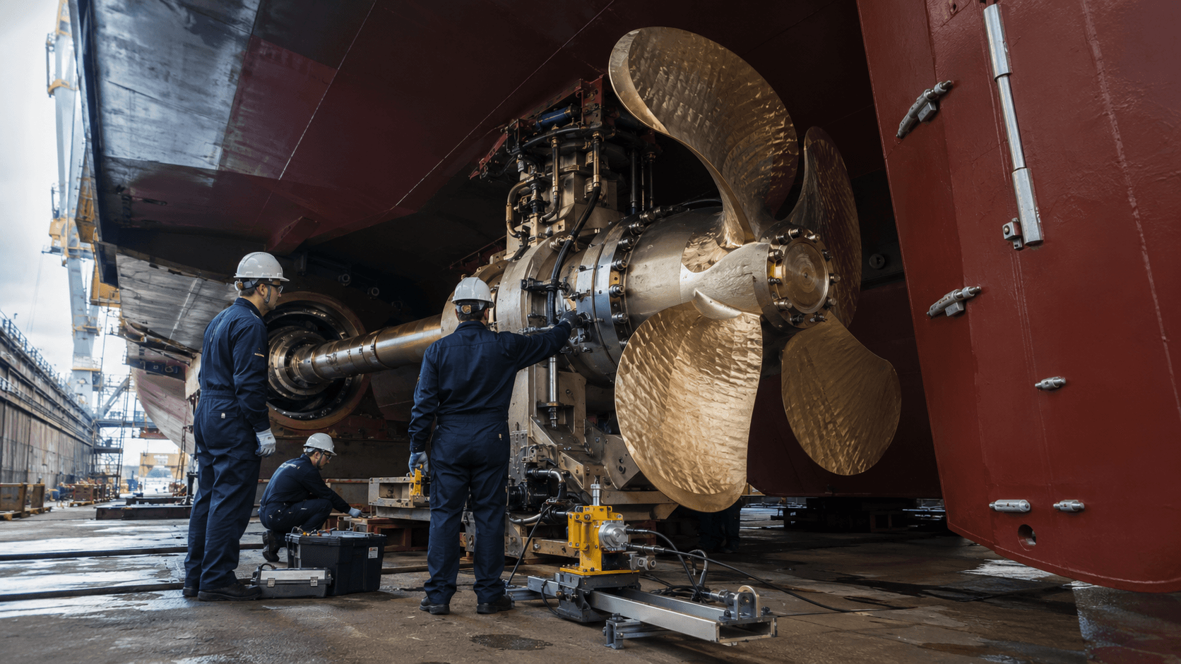 Marine propulsion and steering system repair
